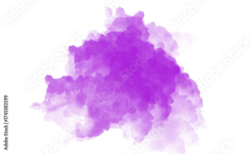 A bold purple watercolor blob isolated on transparent background, showcasing a blend of soft and intense tones in a fluid design