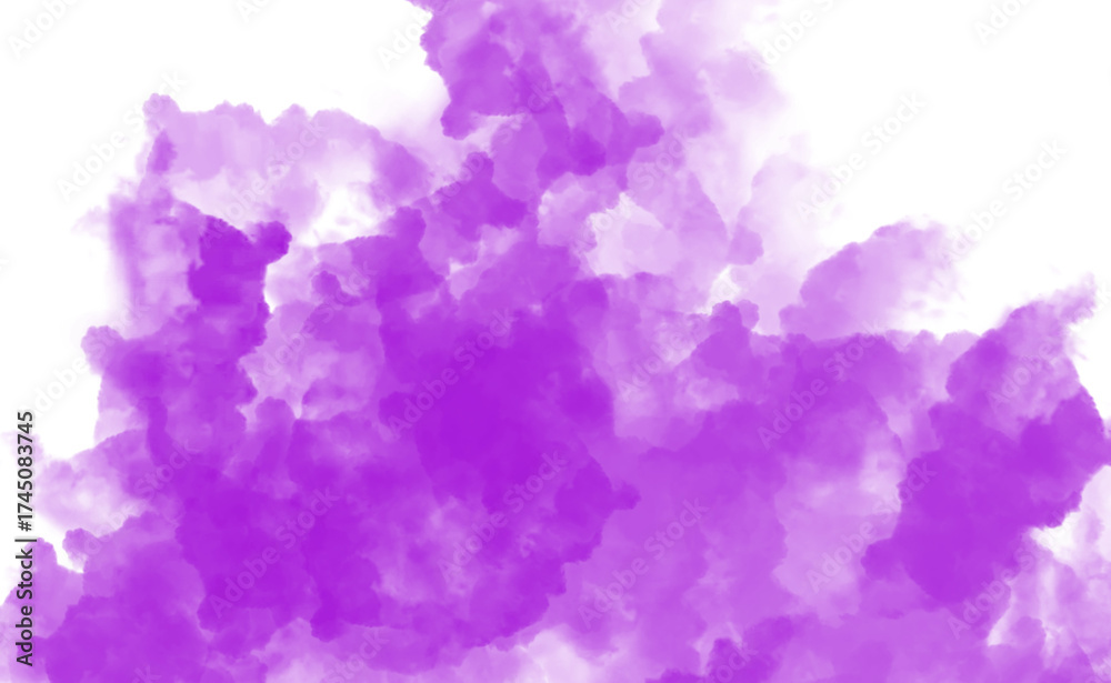 Fototapeta premium A delicate purple watercolor cloud isolated on transparent background, creating a dreamy and ethereal atmosphere with its soft texture