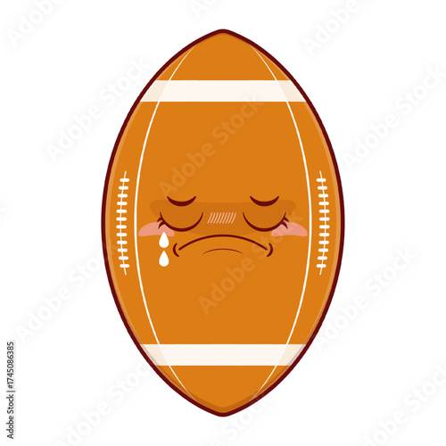 rugby ball crying face cartoon cute