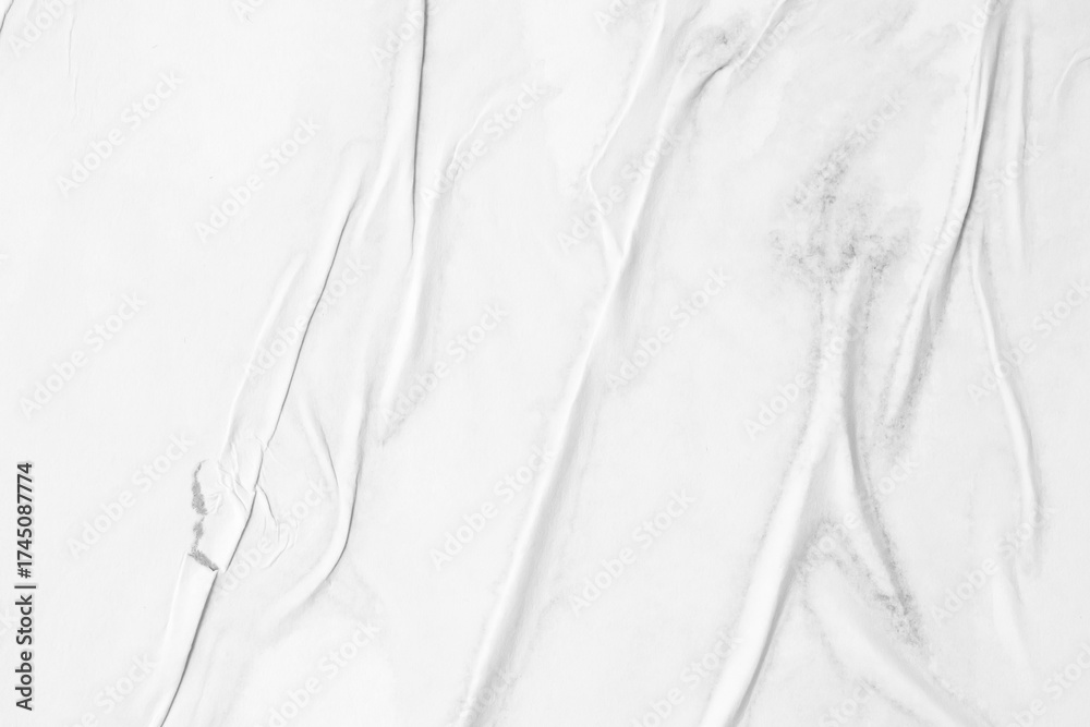 Obraz premium white crumpled and creased glued wrinkled paper poster texture background