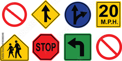 Vector art of collection of various traffic signs
