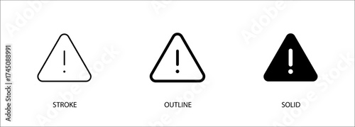 Warning icon. Editable vector stroke, outline and solid icons.