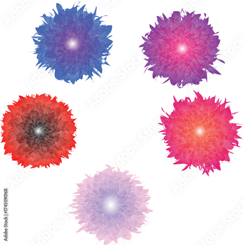 Vibrant Dahlia Floral Elements for Decoration and Design