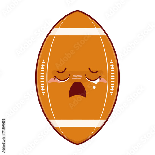 rugby ball crying face cartoon cute