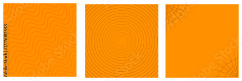 Orange Halloween geometric background collection. happy Halloween poster, social media post layout, quiz backdrop, square banner design template set