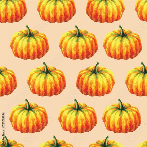 vector seamless pattern with colorful autumn pumpkins