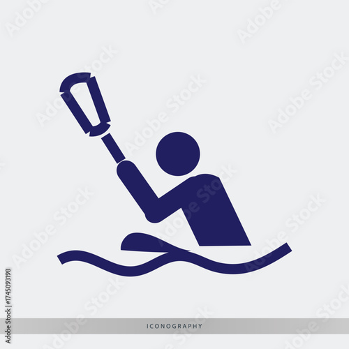 Dynamic rowing icon graphic for sports branding and watersport promotions, perfect for website design and fitness apps, conveying energy and recreation