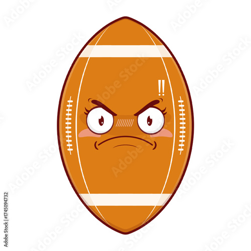 rugby ball angry face cartoon cute