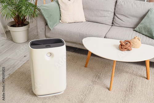 Modern air purifier on floo...