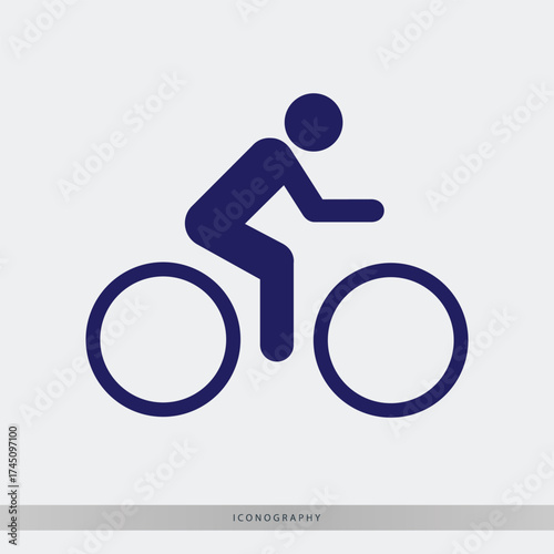 Icon of person riding bicycle promoting healthy lifestyle and cycling safety, perfect for transportation or fitness campaign materials with simple design