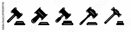 Judge's gavel set. Collection of judge's gavel icon vector. Stock vector.