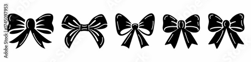 Tie bow set. Collection of bow tie icon vector. Stock vector.