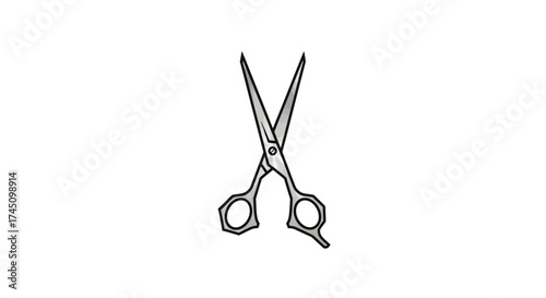 Simple Outline Scissors Illustration Design Element, Sharp Blade and Handle