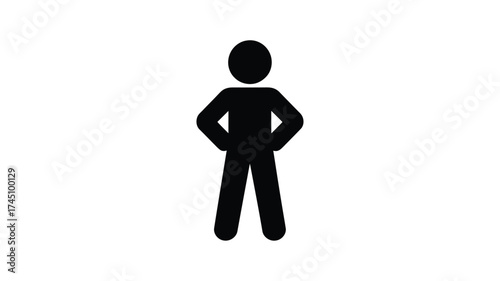 Silhouette of a confident person standing with hands on hips against a white background