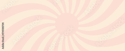 Swirl Groovy Starburst Set. Abstract retro vintage background pattern with radial rays. Rotating spiral stripes. Vector illustration. Simple Horizontal template. Not AI