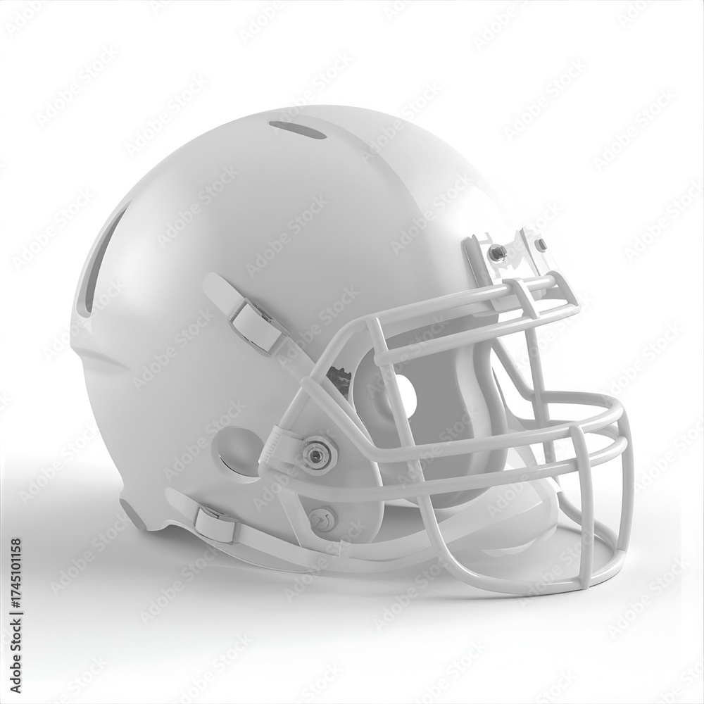 Fototapeta premium Clean white football helmet on a white background