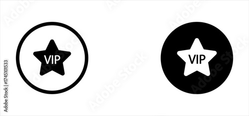 VIP icon set in two styles isolated on white background . Priority symbol vector illustration