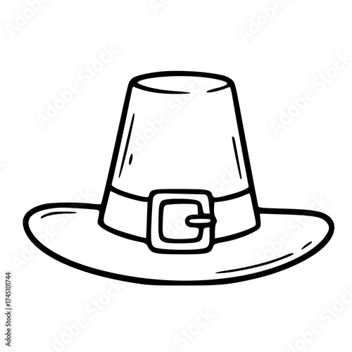 Pilgrim hat thanksgiving outline vector illustration