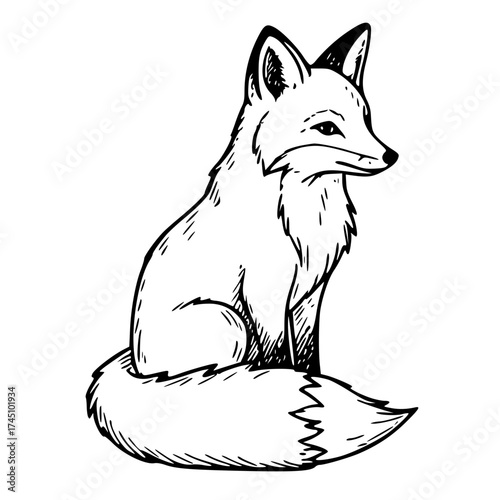 Cute Fox Sitting Autumn Illustration