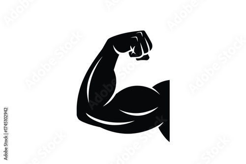 Strong bicep flexing arm silhouette showing muscle definition and strength