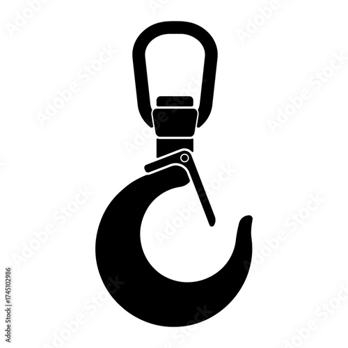 black crane hook or cargo hook without background