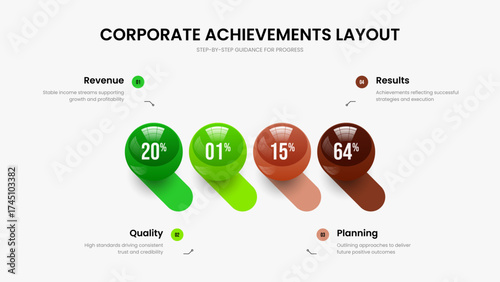 Creative Launch Slide Design Vector Illustration. Business Growth 4 Step Infographic Presentation Template. Simple Briefing Four Option Chart Slideshow Layout.