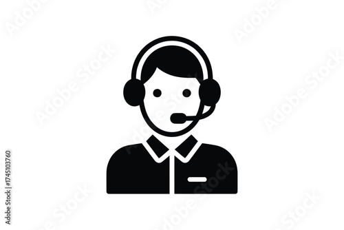 Customer service representative wearing a headset with microphone for communication