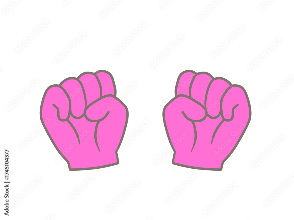 Obraz premium 手のイラスト「グー」ピンク色