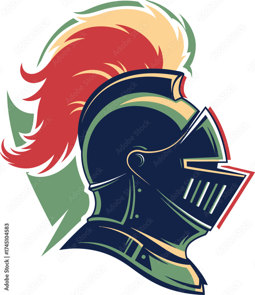 Obraz premium Stylized Knight Helmet with Plume