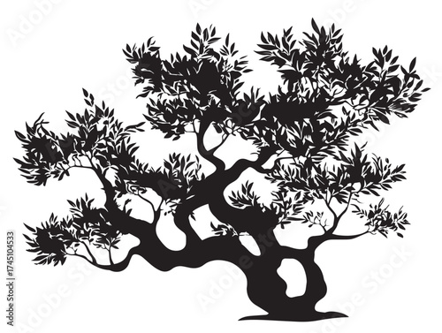 Decorative Twisted Mangrove Tree Fine 2D Vector Line Art Artwork  