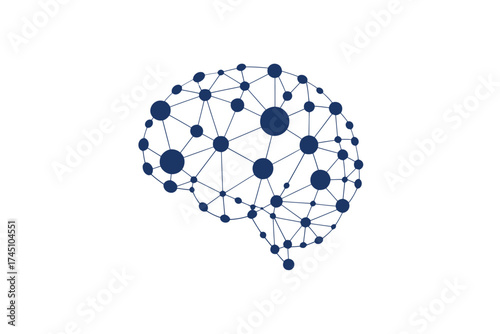 Abstract digital brain network structure with interconnected nodes and lines