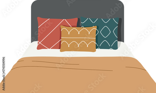 Cozy Bed with Decorative Pillows
