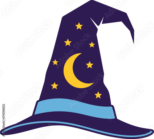 Magical Wizard Hat with Moon and Stars