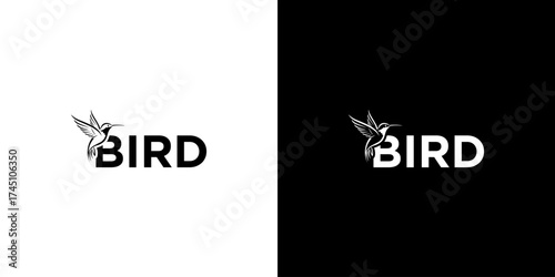 Black and white logo design featuring a bird and the word 'BIRD', suitable for branding