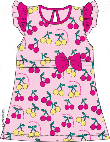 baby girls frocks with fruit pattern print illustrations vector