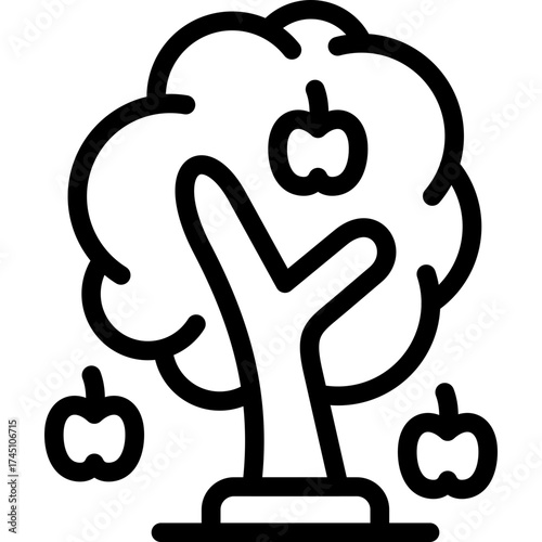 Tree with Fruits Icon Vector Element