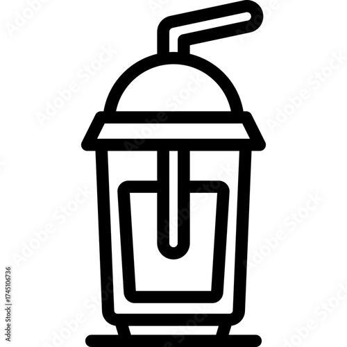 Soda in Plastic Cup with Straw Icon Vector Element