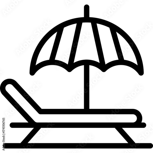 Inclined Open Umbrella Icon Vector Element
