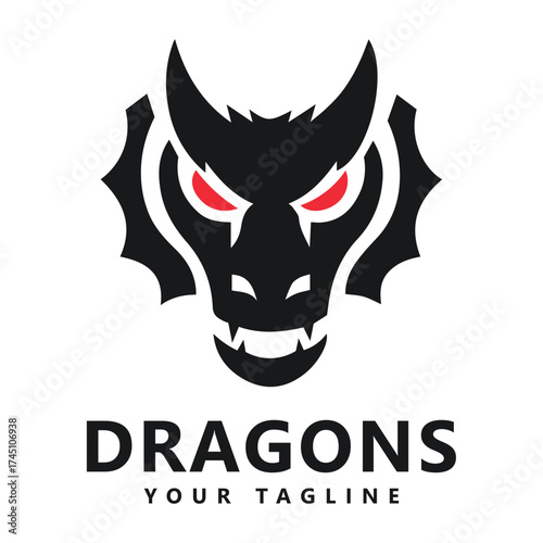 Face scare black dragon logo design vector graphic symbol icon illustration creative idea