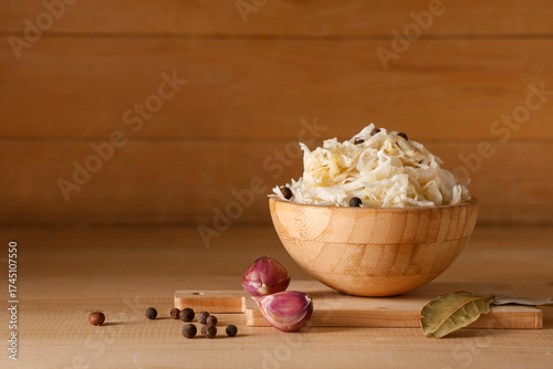 Bowl with tasty sauerkraut ...