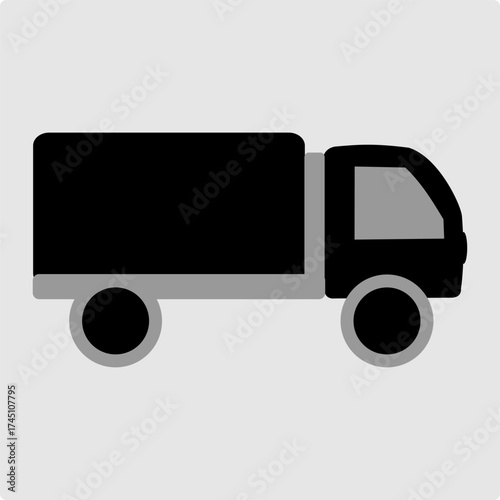 Minimalist Black and White Delivery Van and Cargo Truck Icon — Simple Commercial Vehicle