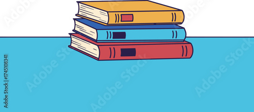 Stacked Colorful Books on Blue Surface