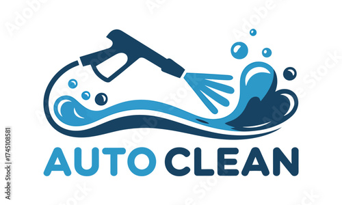 Auto clean professional pressure washer spraying water for car washing services