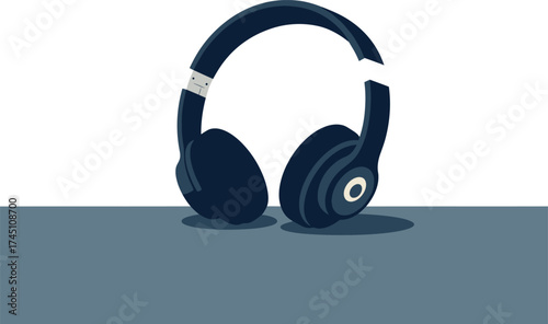 Modern Headphones on a Table, Minimalist Style