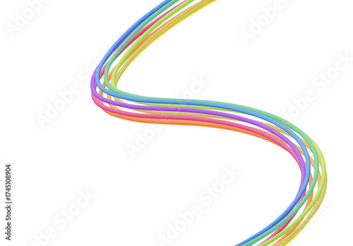 Hand made Colorful curved lines abstract vector illustration flowing design element Vector