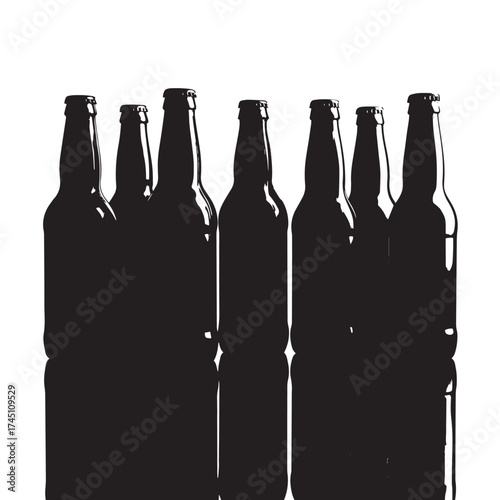 Collection of black and white beer bottle silhouettes