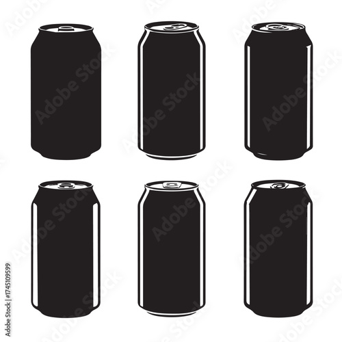 Collection of black and white beer can silhouettes