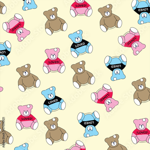 little cute teddy all over pattern print illustrations vector art 