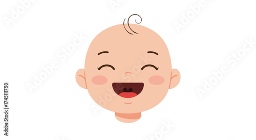 Happy baby laughing with rosy cheeks.
