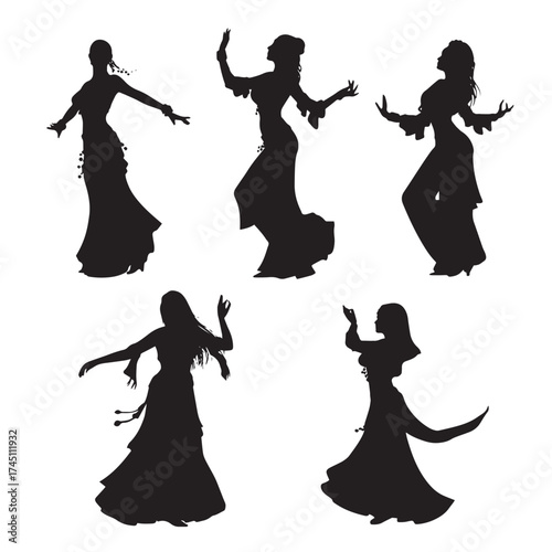 Elegant belly dancer silhouettes collection